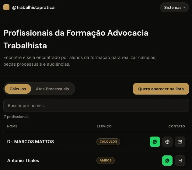 Sistema Lista de Profissionais